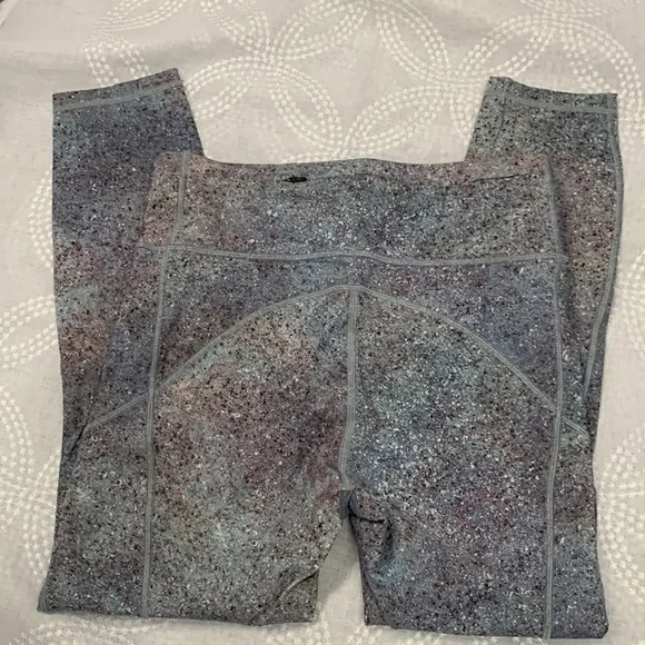 LULULEMON Stone/ Pink Paint Splattered Wunder Under Hi Rise Leggings Size 6 - Picture 6 of 14